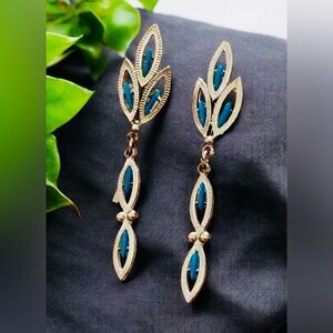 Turquoise Blue and Silver Leaf Earrings